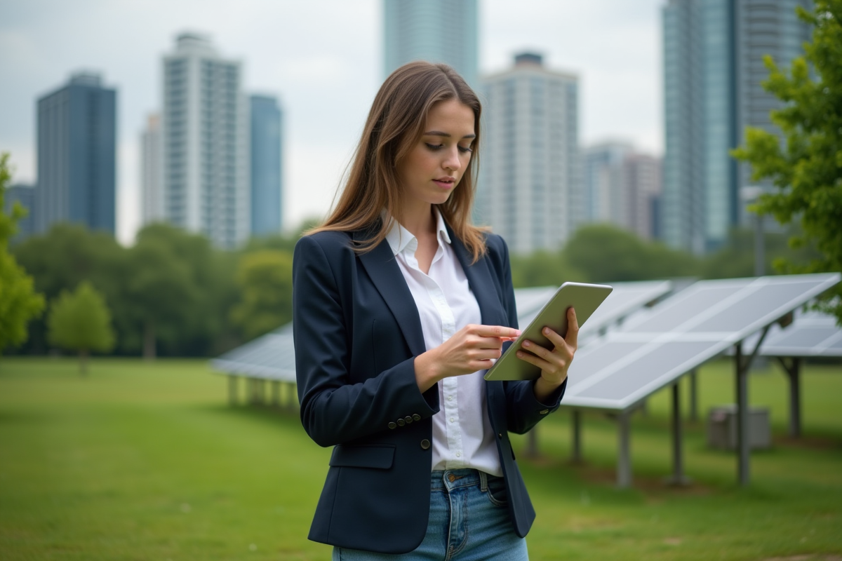 Jeune femme vérifiant des données d