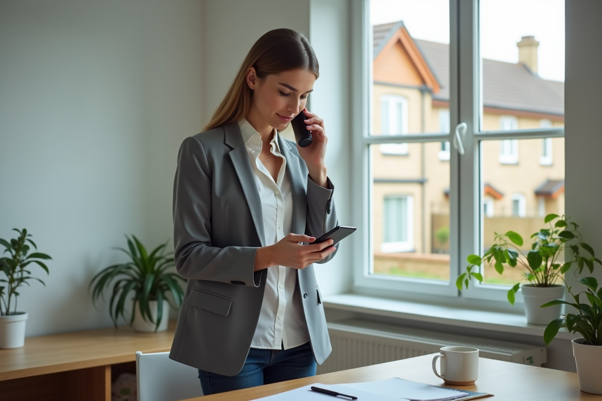 Jeune femme en télétravail dans son bureau à domicile
