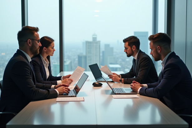 Groupe de professionnels en réunion dans un bureau moderne