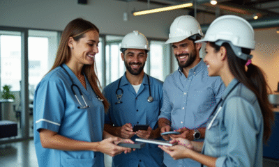 Groupe de professionnels divers dans un bureau moderne