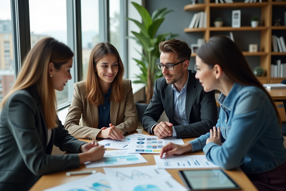 Groupe de professionnels en réunion autour d'une table