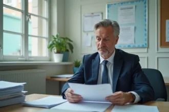 Homme d'affaires en costume dans un bureau officiel