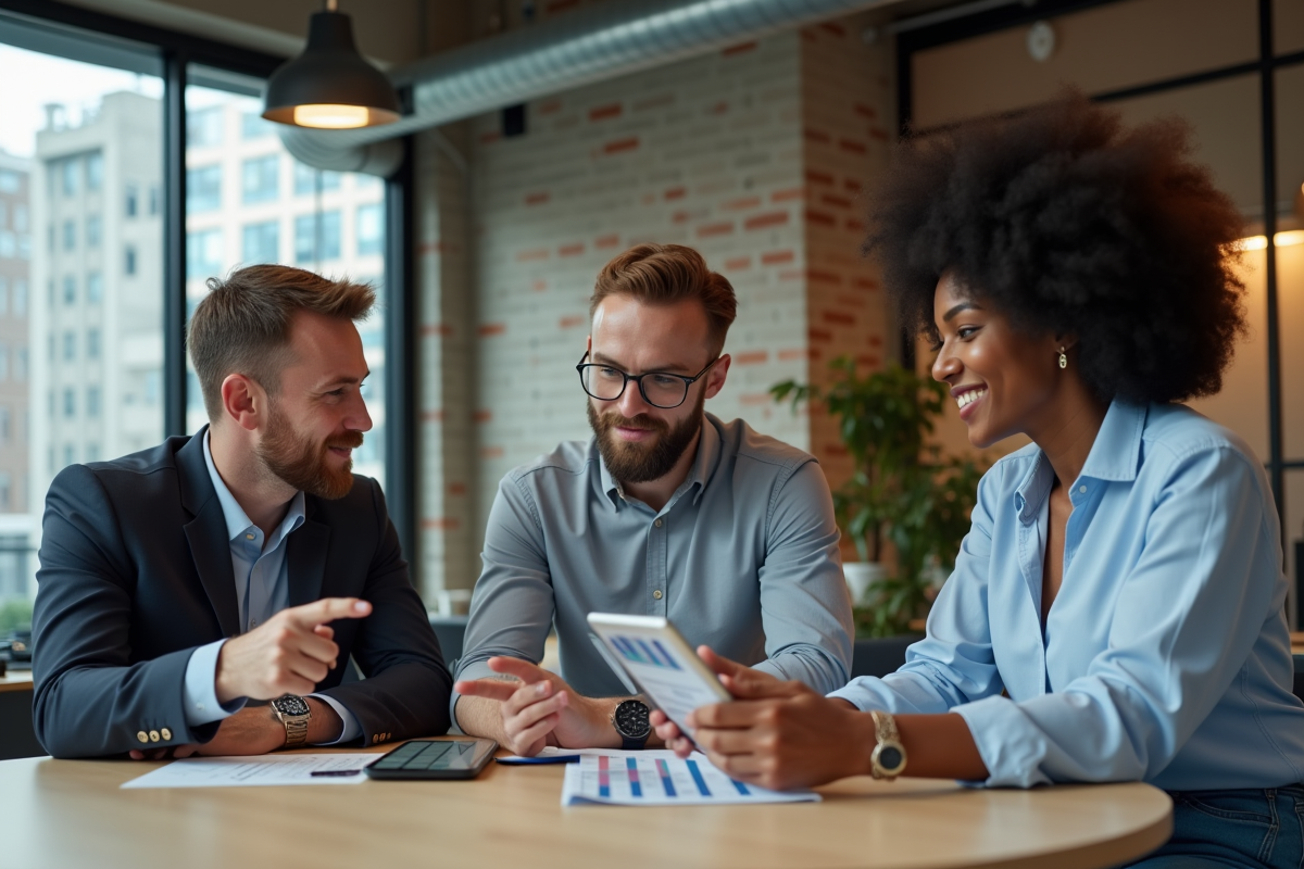 Groupe de professionnels collaborant dans un espace de coworking